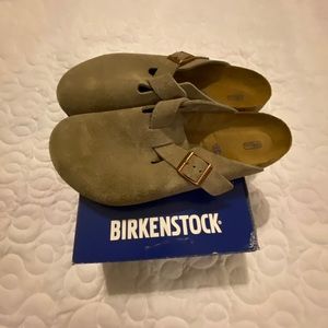 Birkenstock Boston Men’s Clog, 44 (11) Taupe, Suede Leather